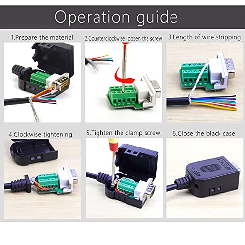 Juxinice 2Packs Db9 Serial Adapters No Soldering Needed. D-Sub 9-Pin Rs232 Rs485 Adapter To Terminal Connector Signal Module With Bolts Nuts And Screwdriver (1Pcs Male+1Pcs Female) #TOP6