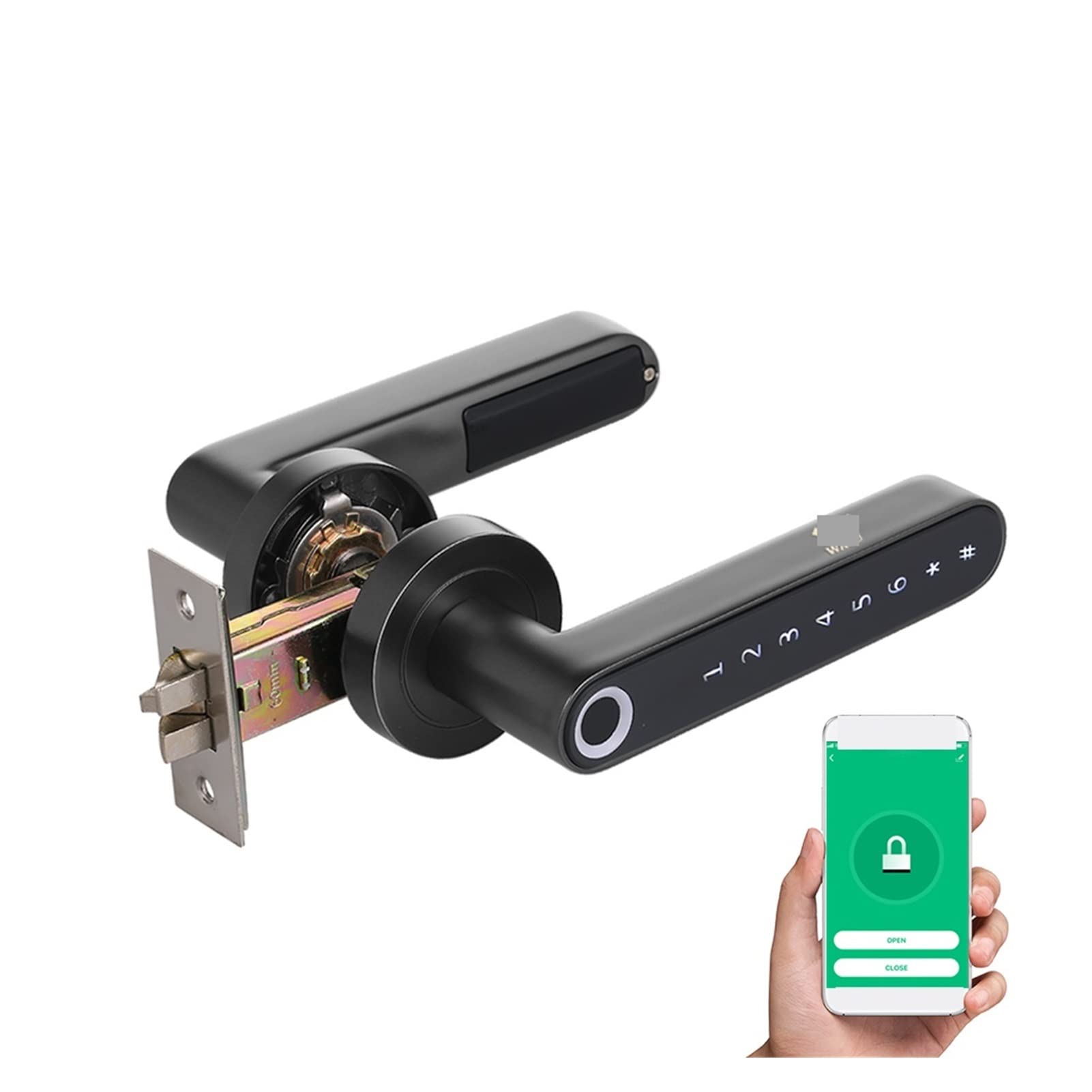 Cerradura inteligente, WF-016 Bloqueo de la puerta electrónica huella dactilares contraseña inteligente mango Aplicación Desbloquear soporte entrada sin llave(Silver)