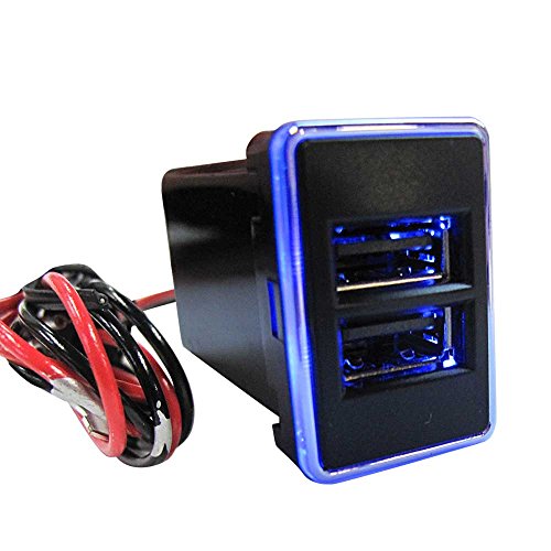 周りが光るタイプ 青 USB充電ポート増設キット USB2ポート トヨタA 社外品 ac449-B