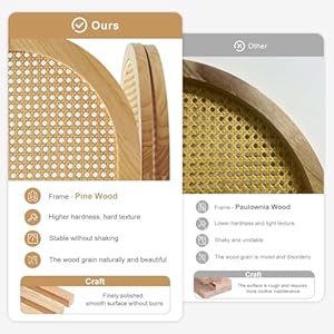 Room Dividers and Folding Privacy Screens Pine Wood 56 Ft Double Hinged Rattan Partition Freestanding Wall Room Divider for Home 3 Panels Natural