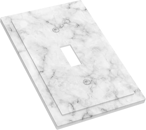 Miniatura 3 de Cubierta de interruptor de luz de palanca individual de mármol blanco y gris, placa frontal de plástico de 1 pandilla para decoración del hogar, 5 x