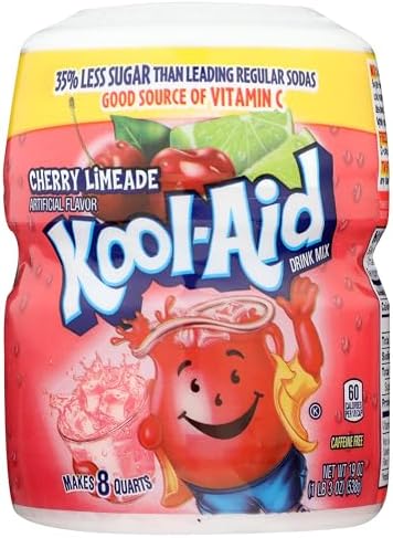 Kool-Aid Sweetened Cherry Limeade Powdered Drink Mix, Caffeine Free, 19 oz Jar