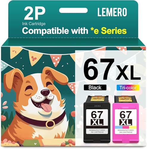 Cartouches d'encre HP 67 XL LEMERO reconditionnées à haute capacité pour des textes noirs nets