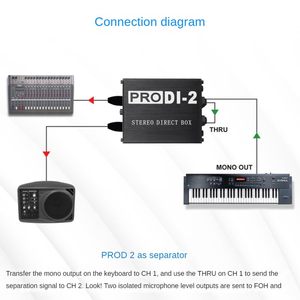 1 pieza audio DI caja de inyección directa guitarra bajo ruido DI convertidor audio 2 canales