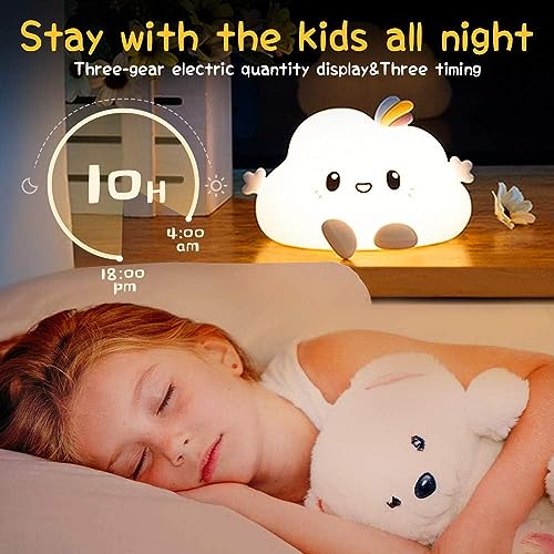 Image of MUID LED Cloud Lights Cute Night Light, Remote 16 Colors Silicone LED Cloud Lamp, Dimmable Cloud Lights for Bedroom, Portable Rechargeable Cute Lamp, Kawaii Room Decor LED Cloud Decor Cute Gifts