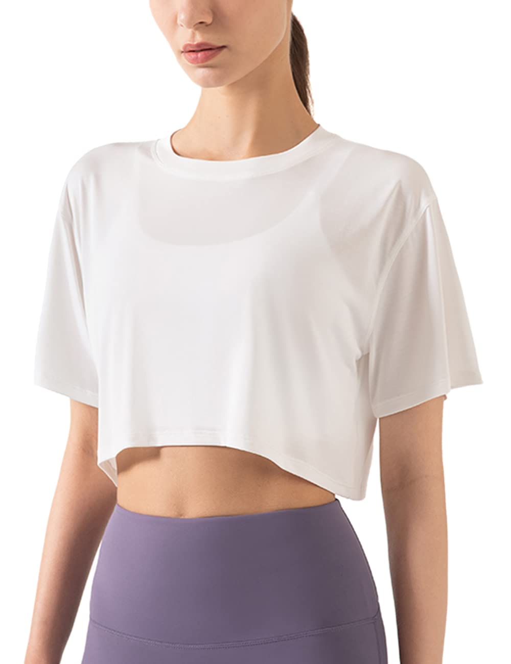 Hanyomo Donna Fitness Allenamento Top Corto Manica Corta Yoga Magliette Atletico Running Magliette Sportive