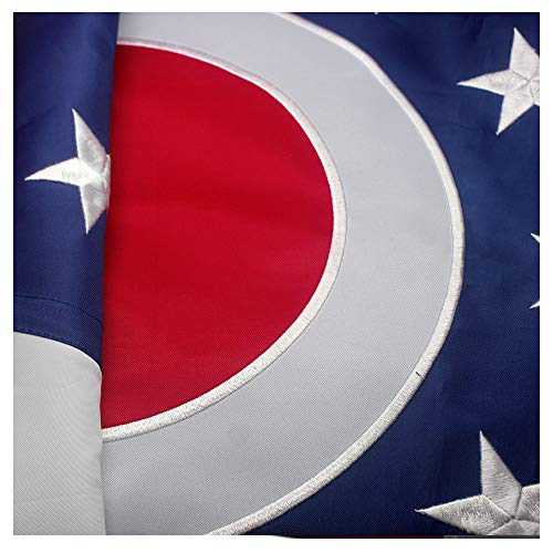 Vsvo Ohio Flag 3X5 Ft -300D Nylon Premium Outdoor Embroidered Oh Flag - Long Lasting Nylon, Sewn Stripes And Brass Grommets, 3 By 5 Oh Flag #TOP7