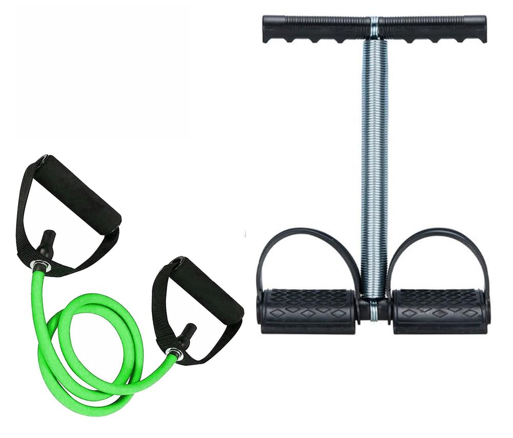 Gym & Fitness Kit Combo Pack of 2, Double Chrome Band Tummy Trimmer with Resistance Band Toning Tube, (B0BPQSCZW4) Amazon Price History, Amazon Price Tracker