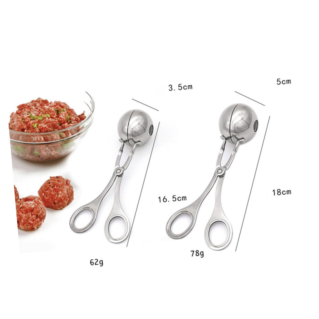 Stainless Steel Meatball Maker Clip, Silver Ball Mold Tool