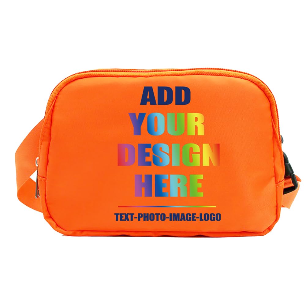 SMALL COLOR Custom Belt Bag Fanny Pack Bag Unisex Personalized Gifts Nylon Waist Bag with Name Text Logo Photo for Workout Running Traveling Hiking (