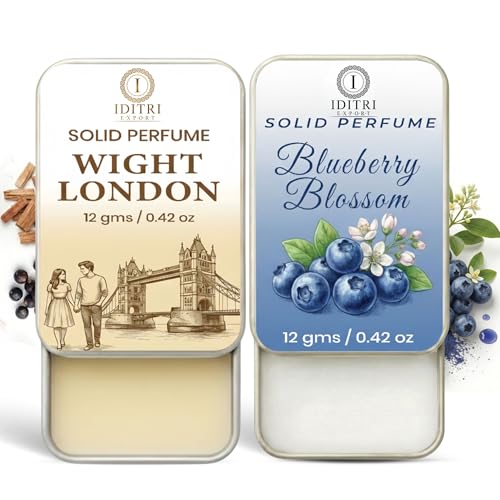 Image of Solid Perfume |wight london&blueberry blossom Alcohol Free Wax Perfume Balm, Long Lasting | Pocket Tin 12g, Pack Of 2| Non Greasy Smooth Glide, Travel Friendly Unisex