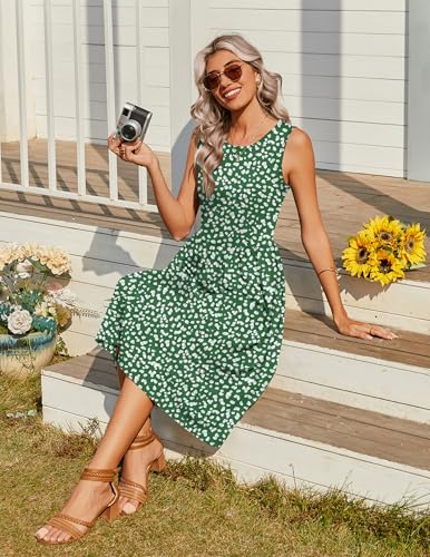 Image of Zeagoo Women's Summer Tank Midi Dress with Pockets Floral Sleeveless A-Line Casual Loose T-Shirt Dresses Beach Sundress 2026