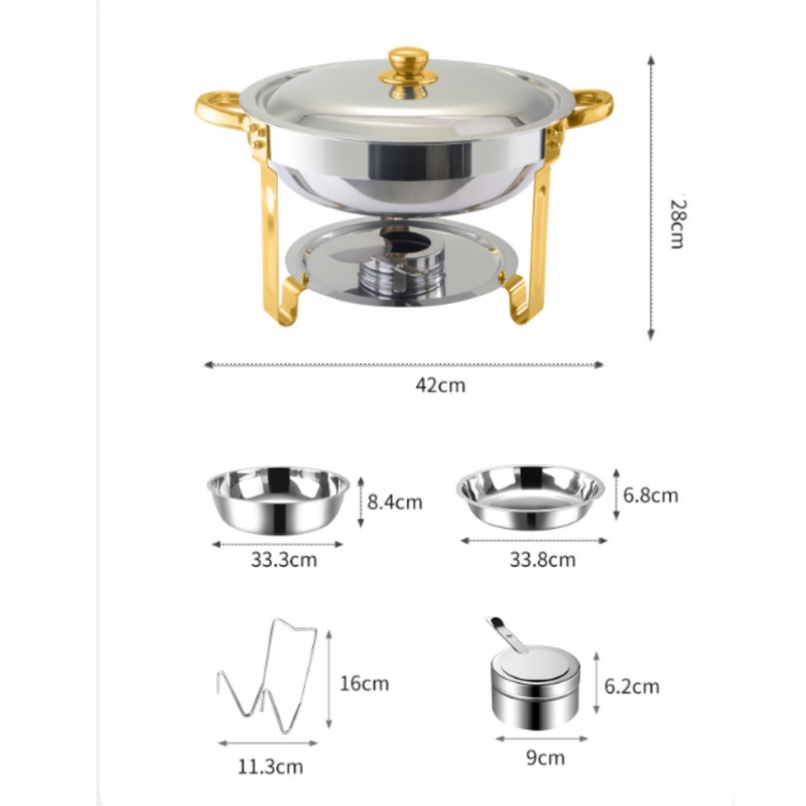 scaldavivande Scaldavivande for Buffet Scaldavivande for Feste Buffet Tondo in Acciaio Inossidabile for Feste in casa Cucina(Silver)