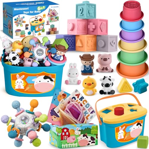 Baby Toys 6-12 Months, 6 in 1 Montessori Toys for