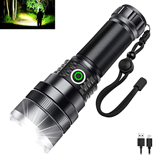 Flashlights 100000 High Lumens, Super Bright LED Flashlight, Multifunctional Rechargeable Tactical Flashlights with 4 Modes, Waterproof, Powerful Handheld Flashlights for Camping, home, Emergencies