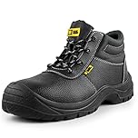 Black Hammer Mens Safety Boots Work Shoes Leather Steel Toe Cap Lightweight Footwear S3 SRC 1400 (8 UK)