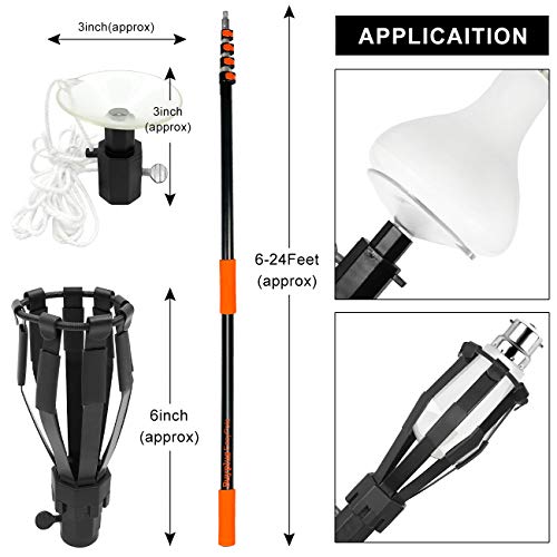 image for Buyplus 6-to-24 feet Light Bulb Changer Pole, Metal Telescopic Pole，