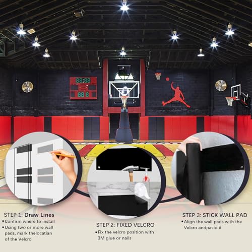 PROGOAL 60"/72" High Gym Wall Padding 2" Thick Foam Basketball Court Wall Mount Protector for Garage Taekwondo Babyroom - Durable Waterproof Anti-Cushion… - Thumbnail 2