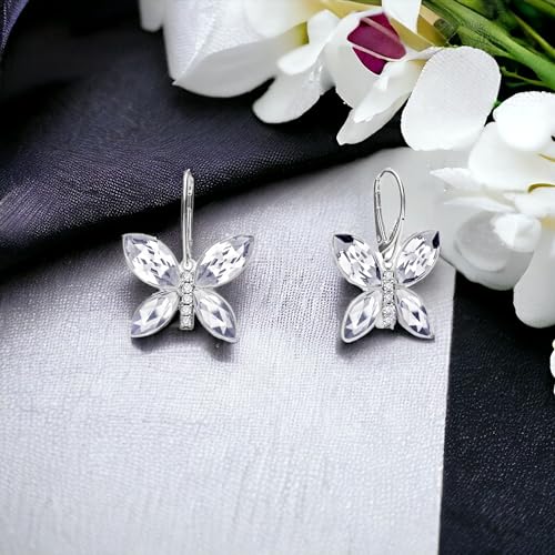 Boucles d'oreilles argent Spark Imago en papillon avec cristaux