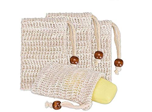 Sacchetti per sapone, 4 pezzi, in fibre naturali