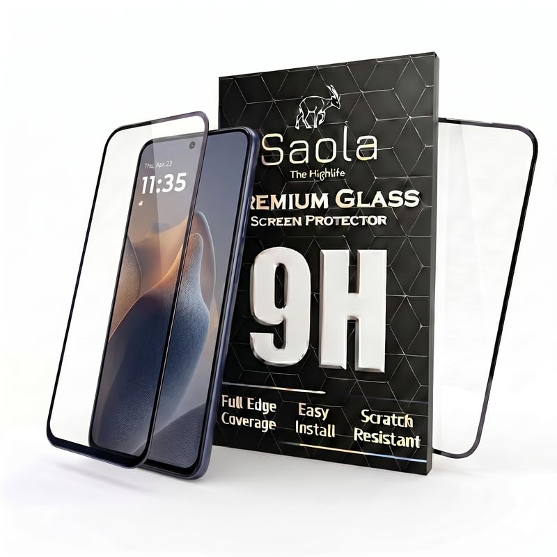 Image of Saola HD Clear Tempered Glass for Motorola Edge 60 Stylus | High Strength 9H Protection, Smooth Touch, Full Coverage Screen Guard, 2-Step Installation Kit | Quick & Easy Application (Pack of 2)