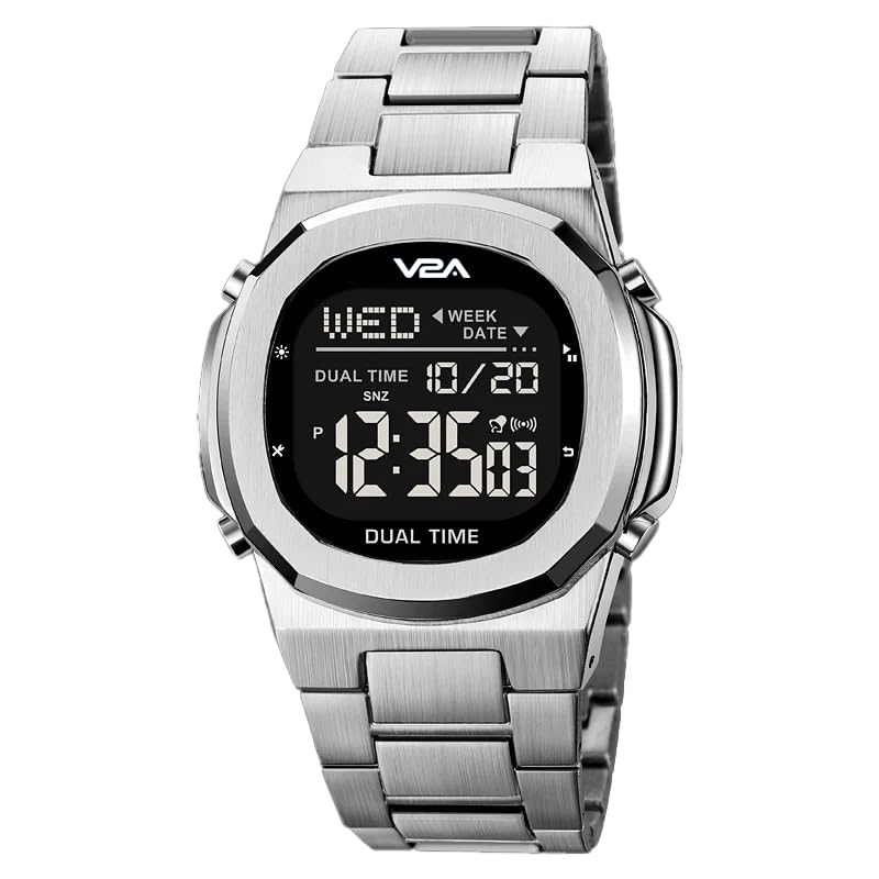 V2A Small Dial 42MM Stainless Steel Black Digital Watch for Men and Women Watch Latest Men’s Ladies Watch | Gifts for Men | Gift for Ladies (Silver) (B0CWVJQZX6) Amazon Price History, Amazon Price Tracker