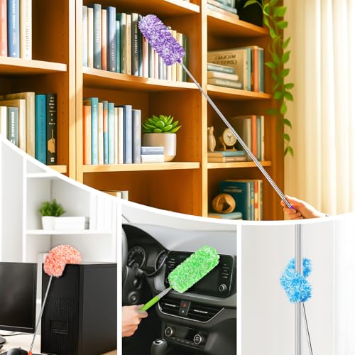 Image of MAVRIZ 12 pcs Microfiber Extendable Duster, Washable & Reusable Duster for Cleaning Small Dusters for Blinds, Electronics, and Furniture