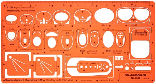 1:20 Sanitär Installation Architekt Schablone Zeichenschablone Möblierung - Innenarchitektur Technisches Zeichnen