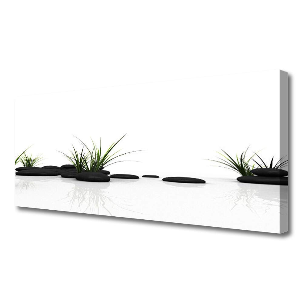 Tableau sur toile 125x50cm Tulup Herbe Pierres pour une décoration murale moderne