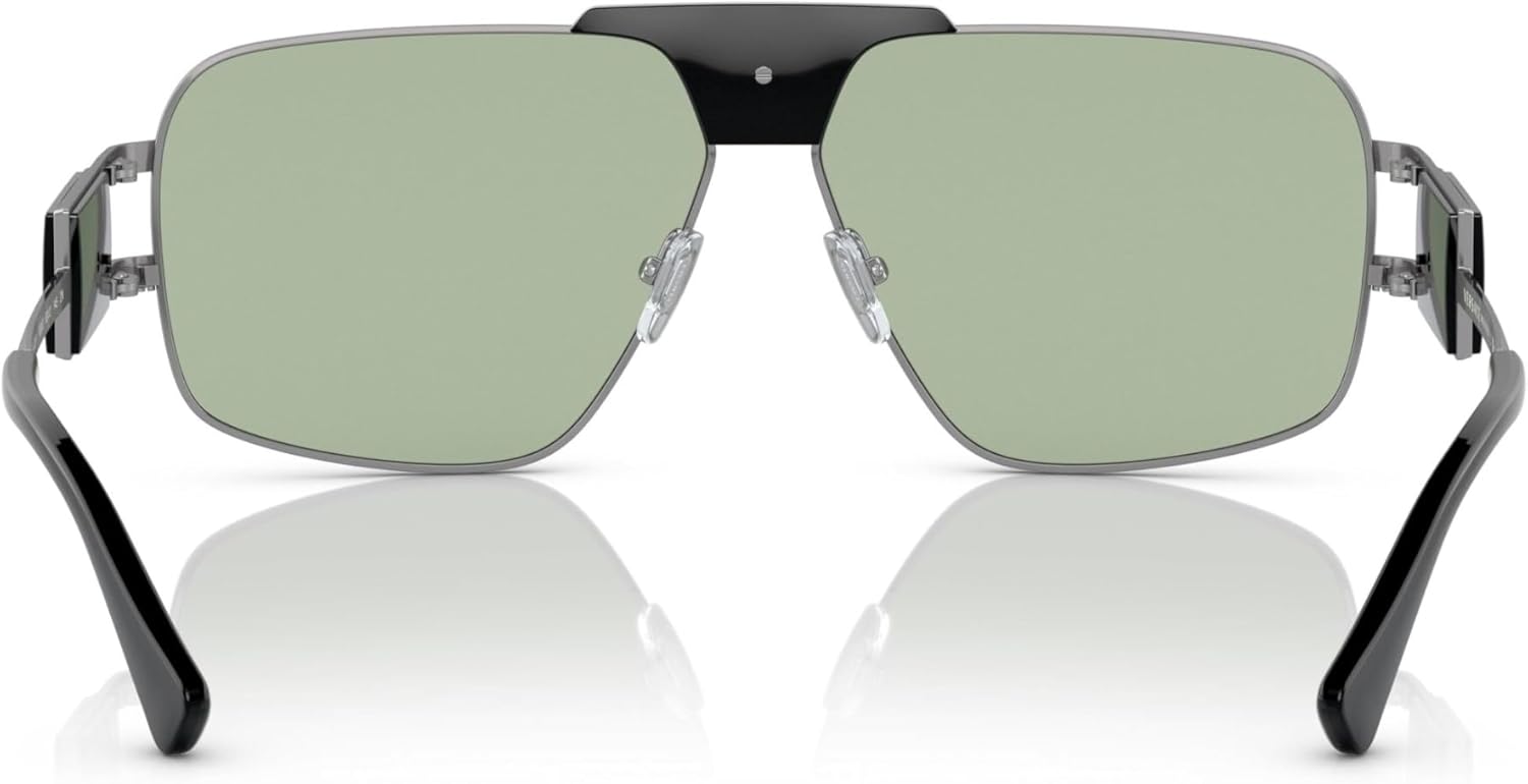 Versace Man Sunglasses Gunmetal Frame, Green Lenses, 63MM