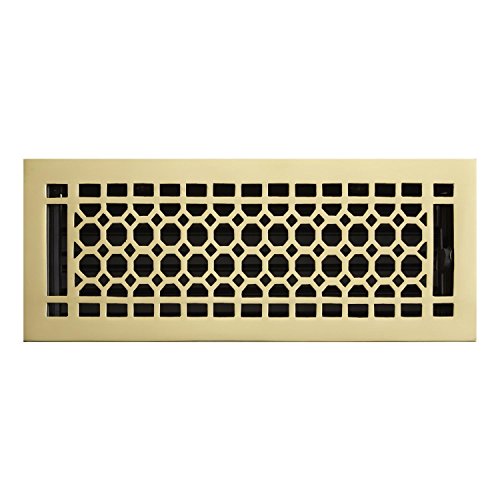 Naiture 4" x 10" Brass Floor Register Honeycomb Style In Polished Brass Finish