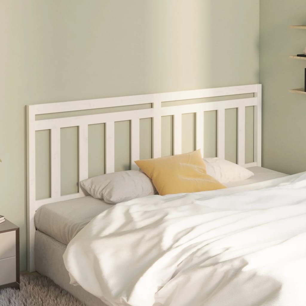 vidaXL Cabecero de Cama Cabezal Dormitorio Estructura Habitación Mobiliario Muebles Decoración Adorno Madera Maciza de Pino Blanco 186x4x100 cm