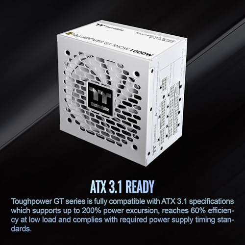 Image of Thermaltake Toughpower GT 1000W; ATX 3.1; Native PCIe 5.1 12V-2x6; Full Modular; Flat Cables; Color Matched Connectors; Japanese Main Capacitors; 80 Plus Gold; 140mm; Snow; PS-TPT-1000FNFAGU-W