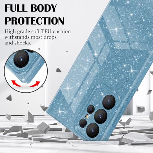 Newseego for Samsung Galaxy S22 Ultra 5G Case, Cute Luxury Sparkle Bling Glitter Case for Women Girls Soft TPU Bumper Anti-Scratch Shockproof Protective Cover for Samsung Galaxy S22 Ultra-Blue - image 3