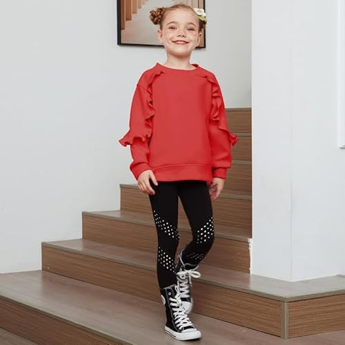 CHILDRENSTAR Moletom feminino manga longa gola redonda grande fenda lateral pulôver top roupas de ou