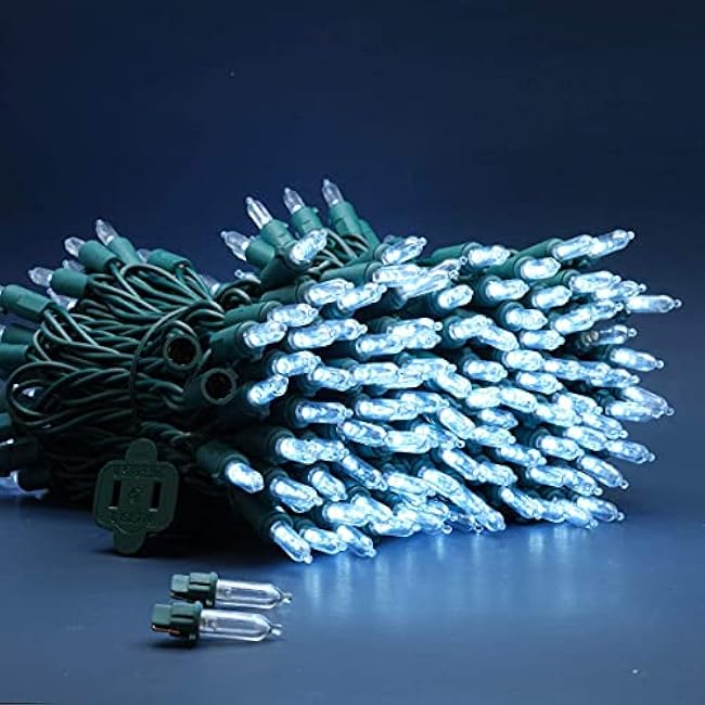 200 Count Cool White LED Christmas Lights, 66 ft Green Wire UL Certified Commercial Grade LED Holiday String Light Set (Cool White)