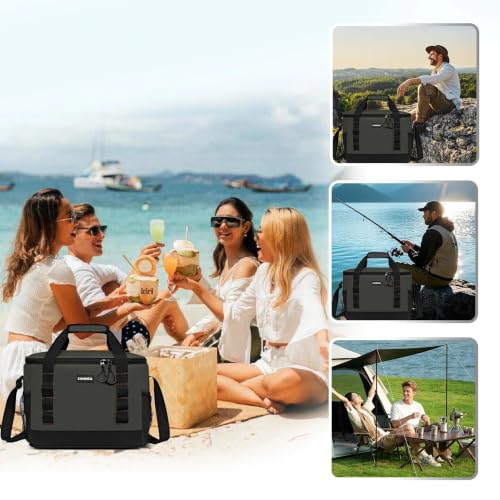 Image of Backpack Cooler Insulated Leakproof, Soft Cooler for Outdoor Camping Hiking | 7.5x13x18in, leakproof liner, waterproof oxford, multi pockets, wine opener, for camping hiking picnic fishing