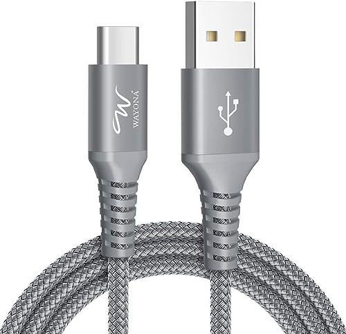Wayona USB C 65W Quick Charge Fast Charging Data Transfer Cord for Samsung Galaxy S24,S23,S22,S21,S20, iphone 15 pro,15 plus,15 pro max, android auto & carplay (1M, Grey)