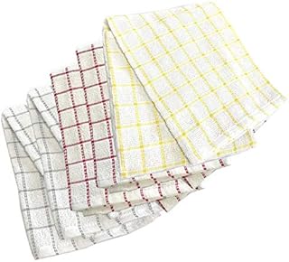 100% Natural Cotton Terry Tea Towels | Super Absorbent | Lint & Streak free | Soft Vintage Kitchen 5 Pack | Large 45 x 65cm | Heavy Duty Machine Washable | Professional Catering Dish Cloths - Blue