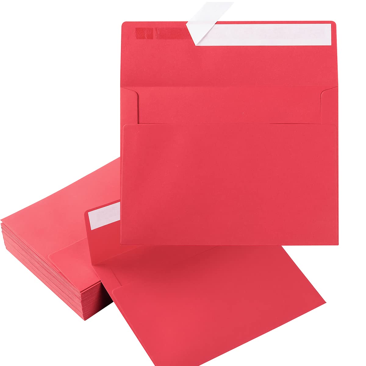50 Pack 5 x 7 Envelopes Colored Self Seal for Wedding, Party Invitations, Greeting Cards, Announcements, Photos, 5.24 x 7.21 Inches (Red)