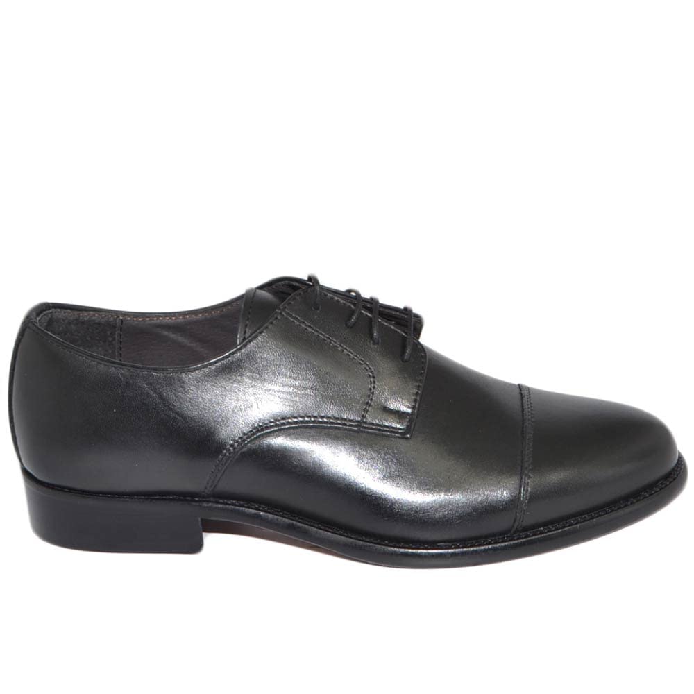 Scarpe Uomo Stringate Mezza Punta Vera Pelle Nappa Nero Made in Italy Fondo Antiscivolo Vero Cuoio Cerimonia Elegante