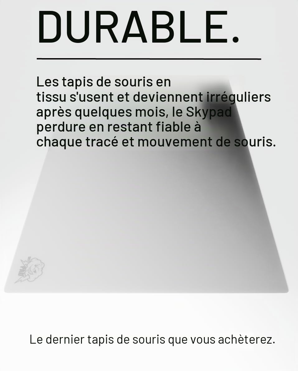 SkyPAD Tapis de Souris de Jeu Glass 3.0 XL avec Logo Nuage | Grand Tapis de Souris Professionnel | 400 x 500 mm | Blanc | Surface en Verre spéciale avec précision et Vitesse améliorées