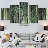 SIGNWIN 5 Panel Canvas Wall Art Modern Art Dramatic Forest Multicolor Photography Romantics Scenic for Home Decorations Ready to Hang - 60