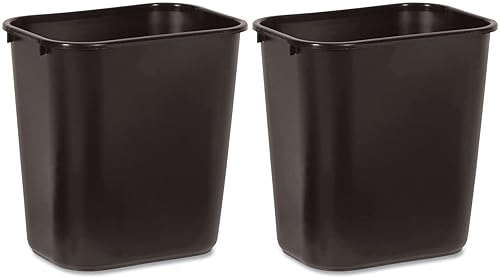 Rubbermaid Commercial 295600BK - Papelera de plástico para escritorio, rectangular, 7 galones, color negro (2)