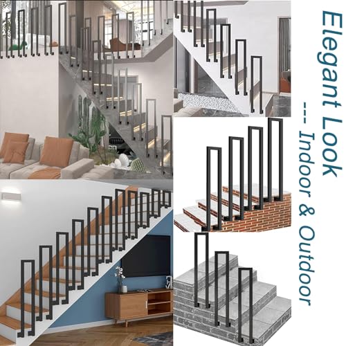 Rambarde d'escalier extérieure en fer forgé robuste style transitionnel