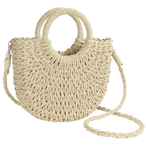 Image of Straw Purses for Women 2026 Summer Crossbody Bags Handmade Woven Purse Summer Beach Tote Bag Straw Satchel Handbag