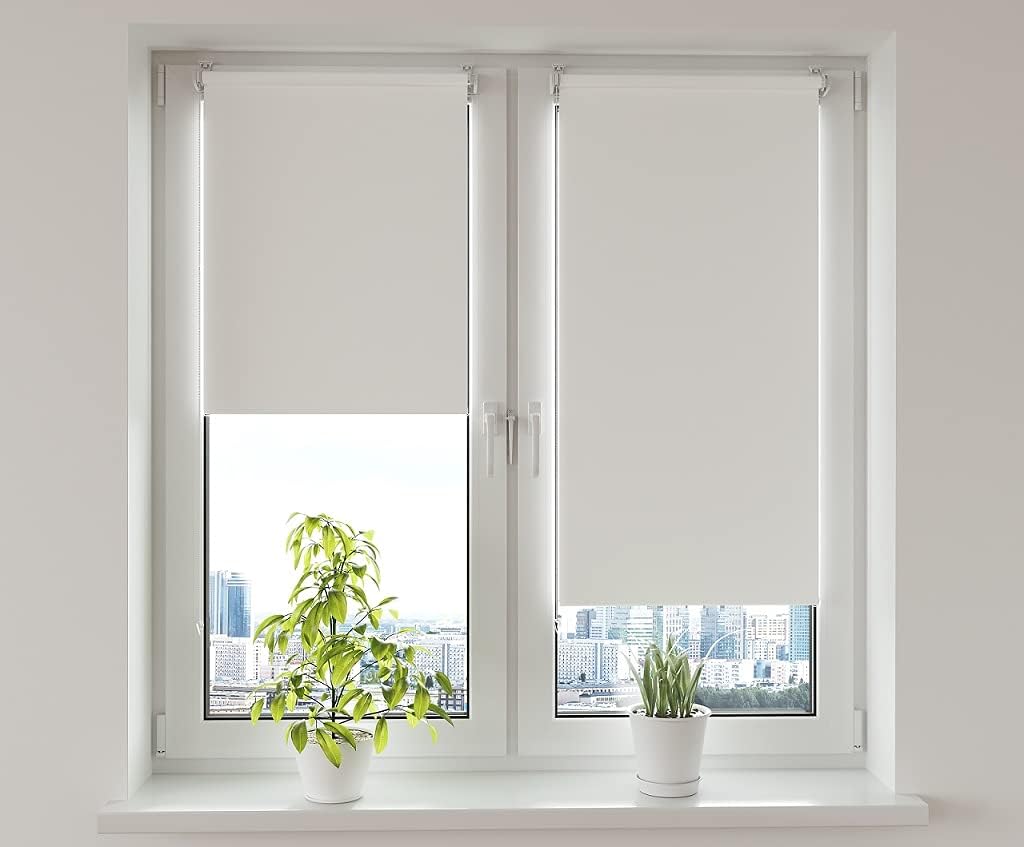 Verdunkelungsrollo Klemmfix ohne Bohren 90cm x 130cm Grau Verdunklungsrollo Fensterrollo Rollo Seitenzugrollo Klemmrollo für Fenster &amp; Tür