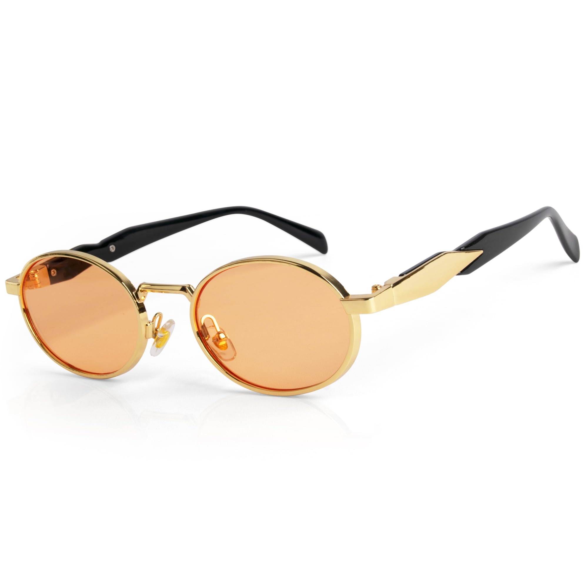 MEGAVOW Retro Sonnenbrille Damen Herren, Oval Sonnenbrille Damen Mode Metallrahmen Steampunk Brille UV400 Schutz Kleine Sonnenbrillen