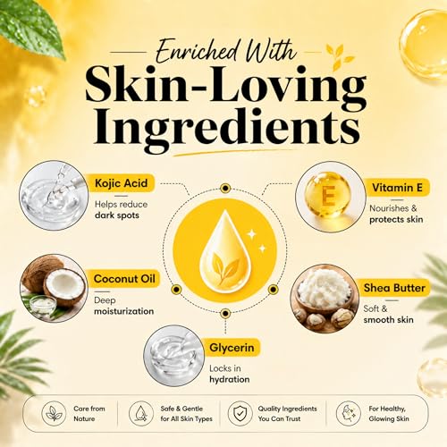 Image of Kojic Acid Soap For Skin Brightening | Tan Removal Soap Men and Women | Pigmentation & Dark Spot Removal Bar with Vitamin E, Coconut Oil, Shea Butter & Olive Oil | Handmade | Skin Whitening | Men & Women | Paraben Free (250g (Pack Of 2), Kojic Acid)