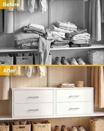 Image of Fixwal Closet Drawers for Clothes, 2 Pack, 4 Drawers Stackable, 21.2 inch Wide